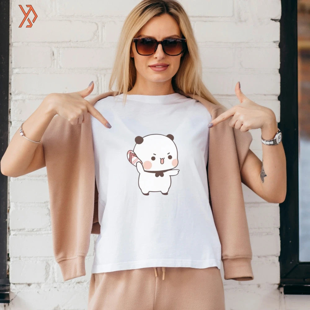 Don't Mess With Me, Cute Panda Half-Sleeve T-Shirt - yourdora.pk