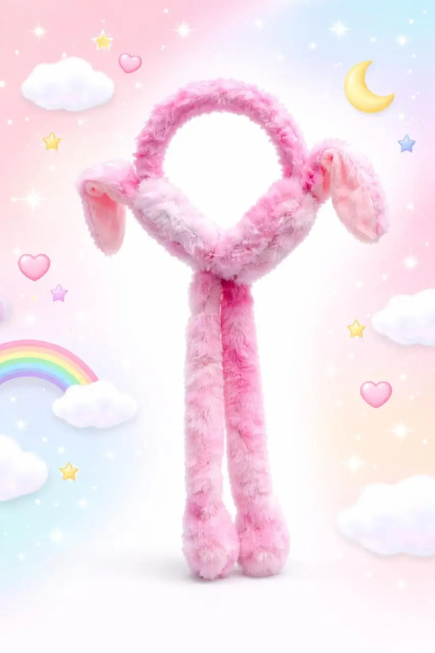 Gradient color Moving Bunny Earmuffs for Kids.