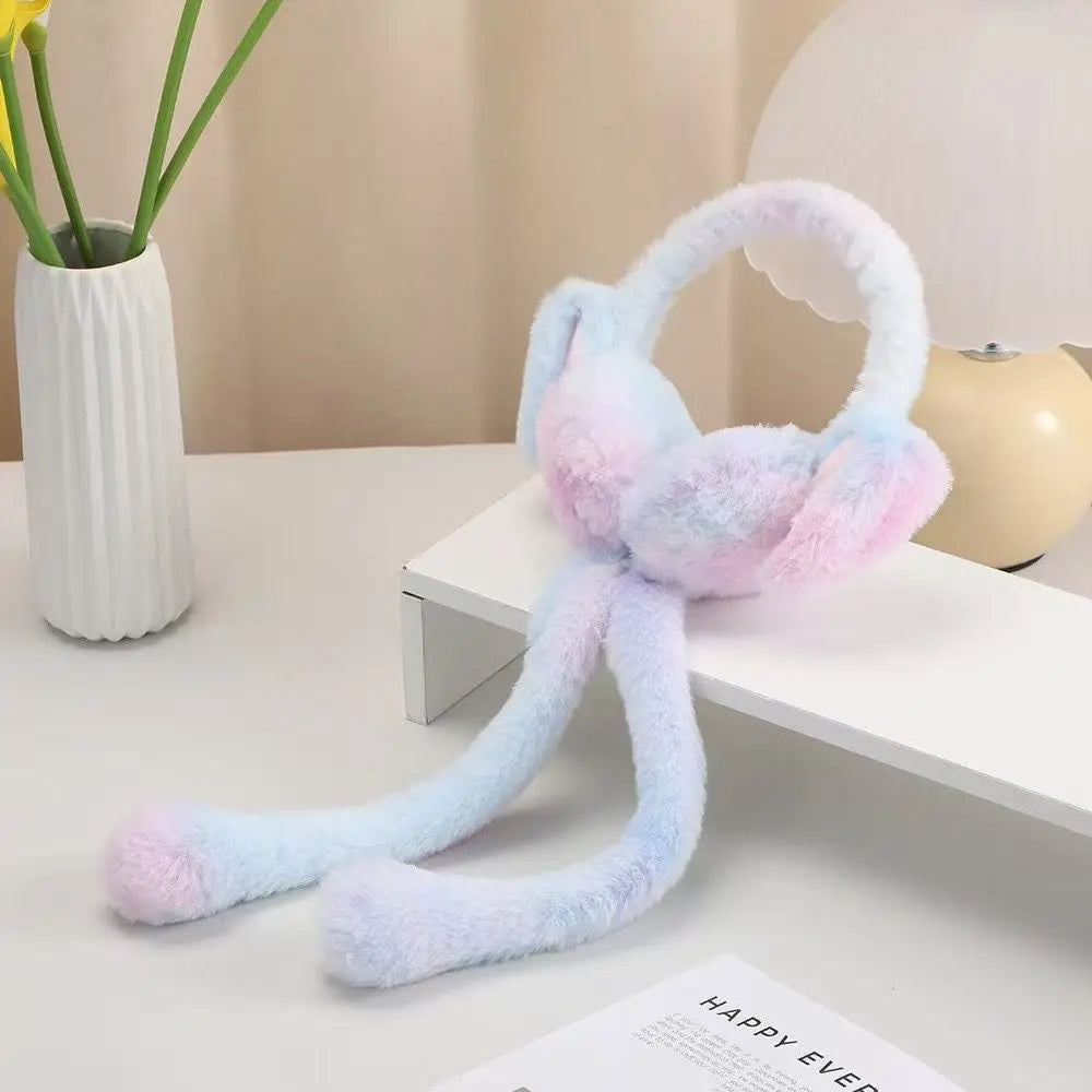 Gradient Moving Bunny Earmuffs for Kids.