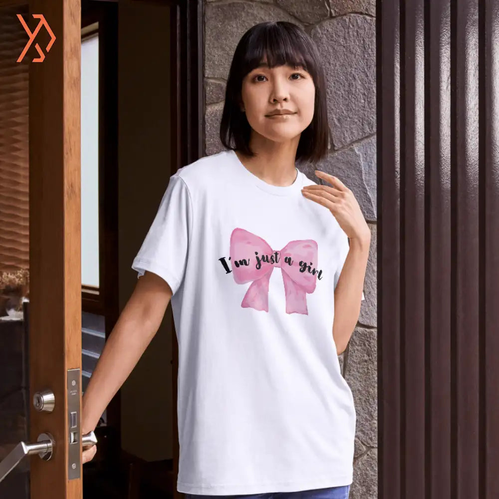 Just A Girl" Pink Bow Graphic Tee
