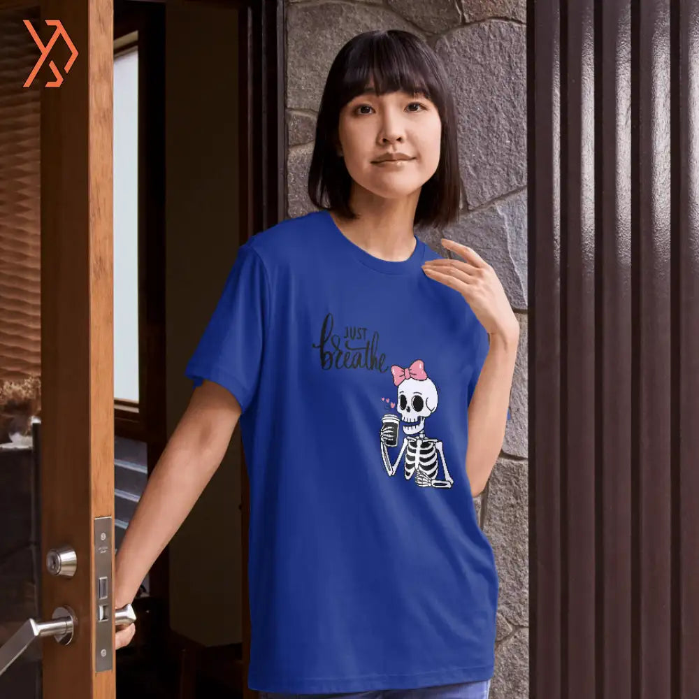 Just Breathe Skeleton Graphic Tee
