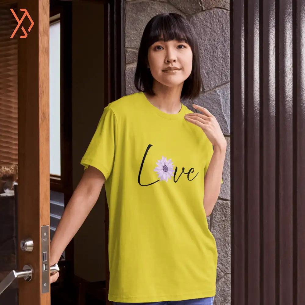 Love Flower Minimalist Yellow Tee