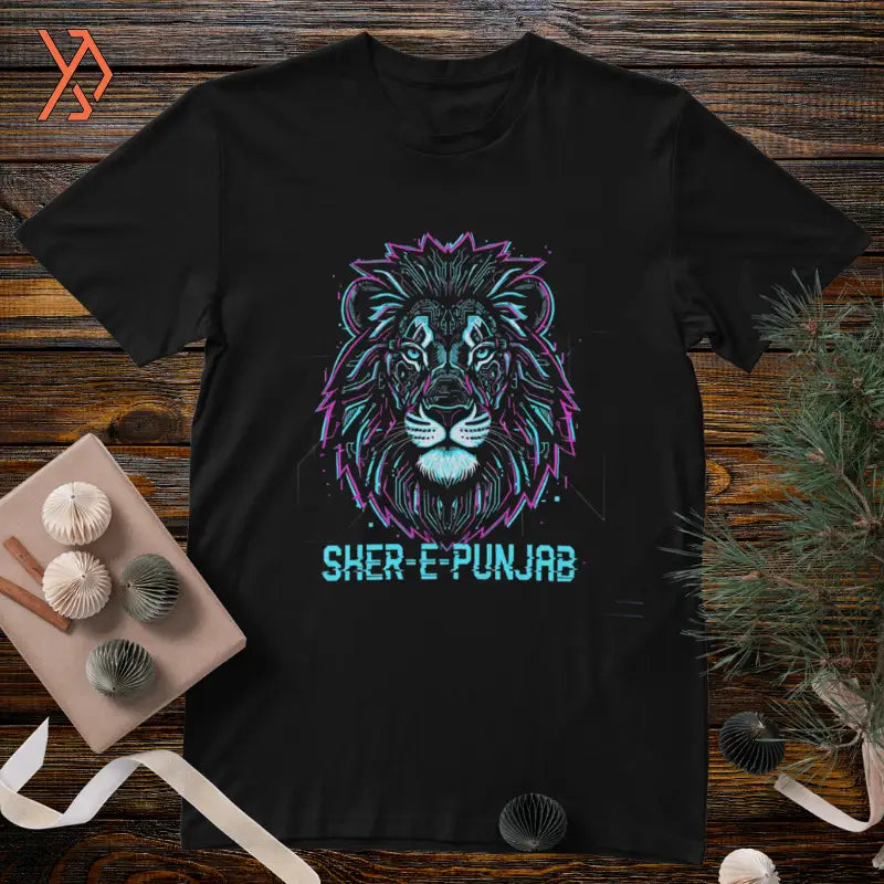 Sher-E-Punjab Neon Cyberpunk Lion Graphic Tee